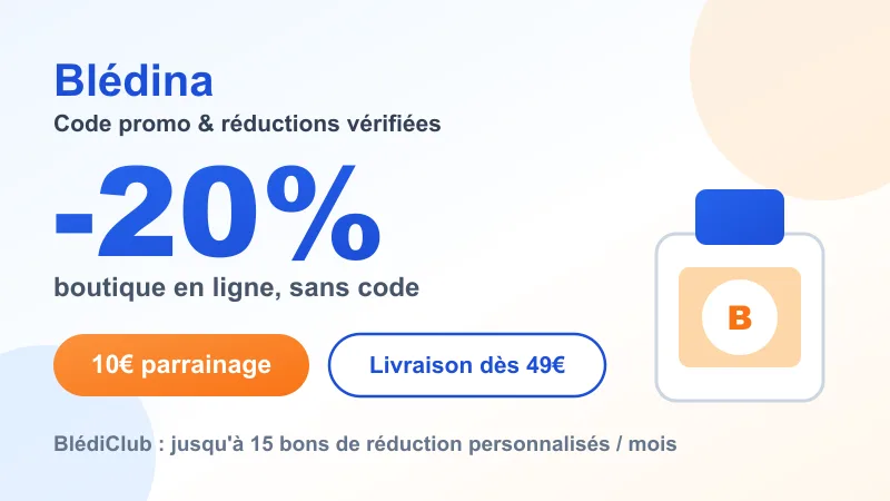 Code promo Blédina : -20% sans code sur la boutique en ligne, 10€ de parrainage, livraison dès 49€