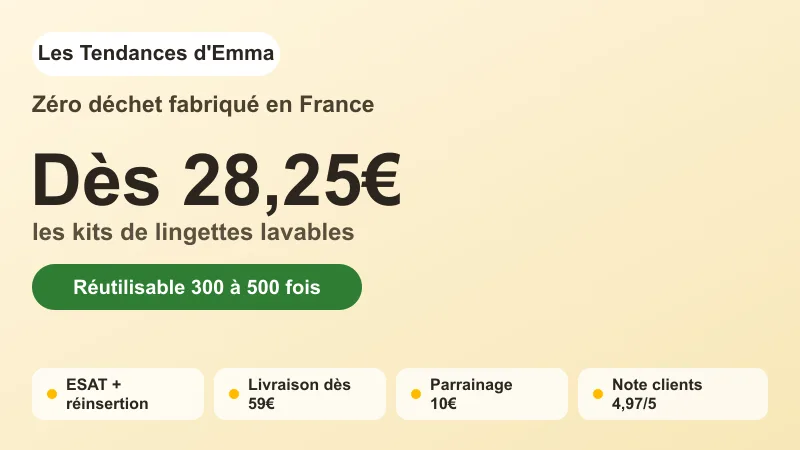Kits de lingettes lavables Les Tendances d'Emma dès 28,25€, fabrication française ESAT et réinsertion