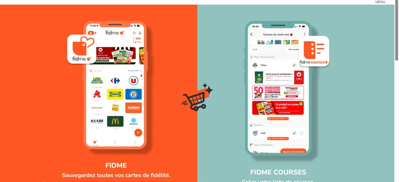 Applications Fidme et Fidme Courses : cartes de fidélité dématérialisées (Lidl, Carrefour, Auchan, IKEA) et compteur de Fids dans l'app