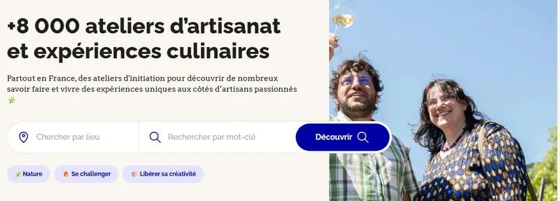 Wecandoo : plus de 8 000 ateliers d'artisanat et expériences culinaires en France — -10% sur le premier atelier avec le code WELCOME10