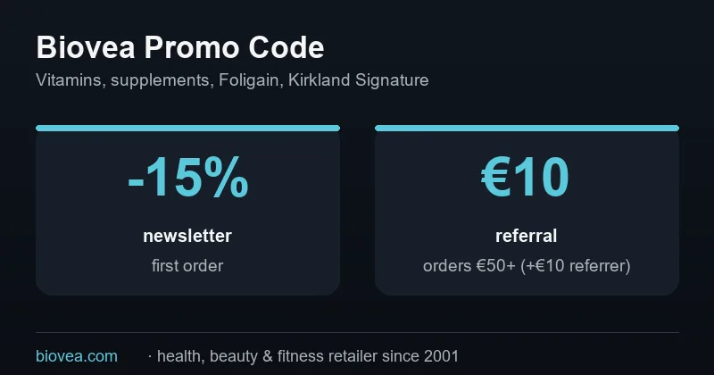 Biovea promo code: -15% newsletter and €10 referral