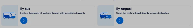 BlaBlaCar travel options on the official site: bus routes across Europe and carpooling to share costs