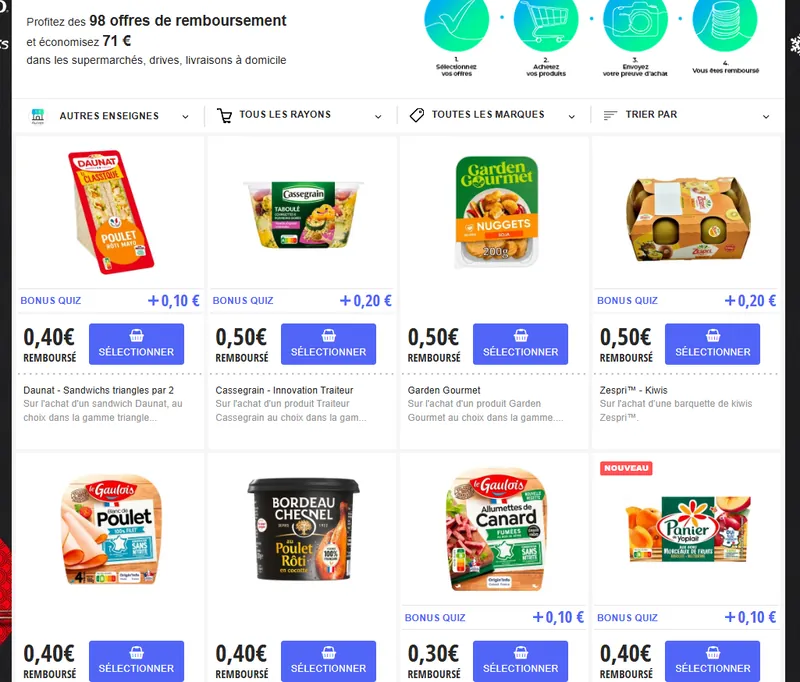 Catalogue Coupon Network : 98 offres de remboursement de 0,30€ à 5€ sur les produits de grande consommation