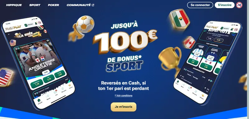 Bonus PMU paris sportifs : jusqu'à 100 euros reversés en cash si le premier pari est perdant, sur l'app PMU PLAY