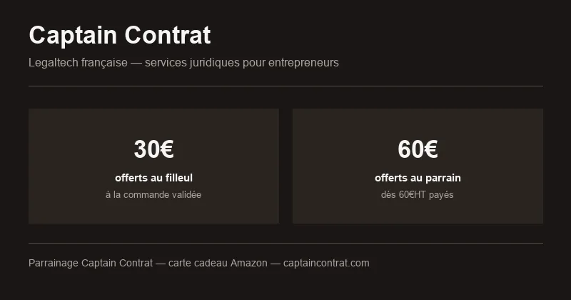 Parrainage Captain Contrat : 60€ offerts au parrain, 30€ offerts au filleul