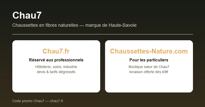 Chau7 : chau7.fr réservé aux professionnels, particuliers via Chaussettes-Nature.com
