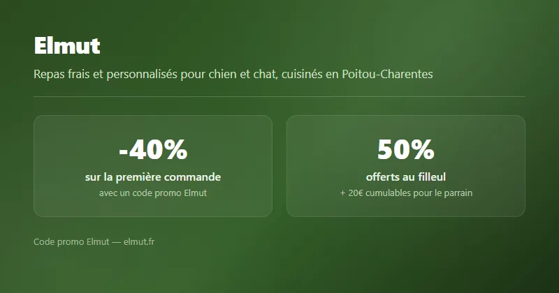 Code promo Elmut : -40% sur la première commande, ou 50% offerts au filleul + 20€ cumulables pour le parrain