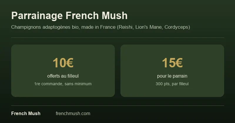 Parrainage French Mush : 10€ offerts au filleul, 15€ pour le parrain