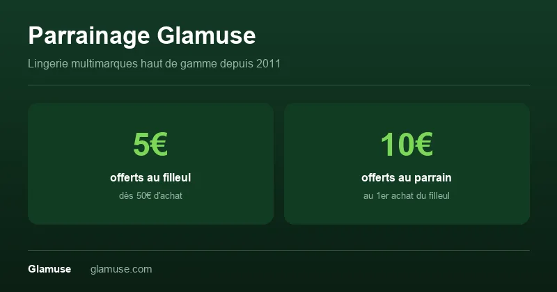 Parrainage Glamuse : 5€ offerts au filleul dès 50€ d'achat, 10€ offerts au parrain