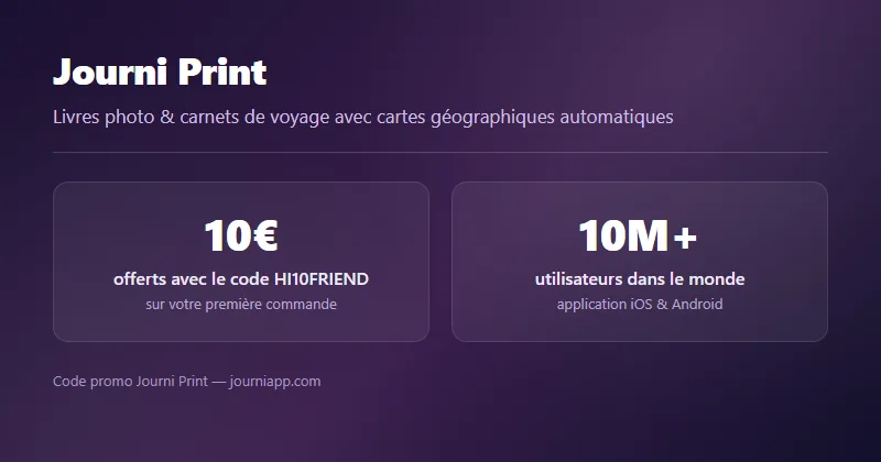 Code promo Journi Print : 10€ offerts avec le code HI10FRIEND, plus de 10 millions d'utilisateurs