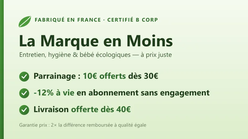 Code promo La Marque en Moins : parrainage 10€ dès 30€, abonnement -12% à vie et livraison offerte dès 40€ (marque française B Corp)