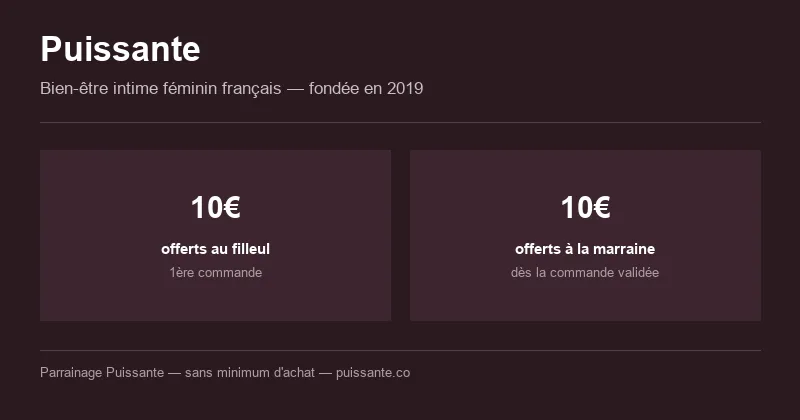 Parrainage Puissante : 10€ offerts au filleul et 10€ offerts à la marraine