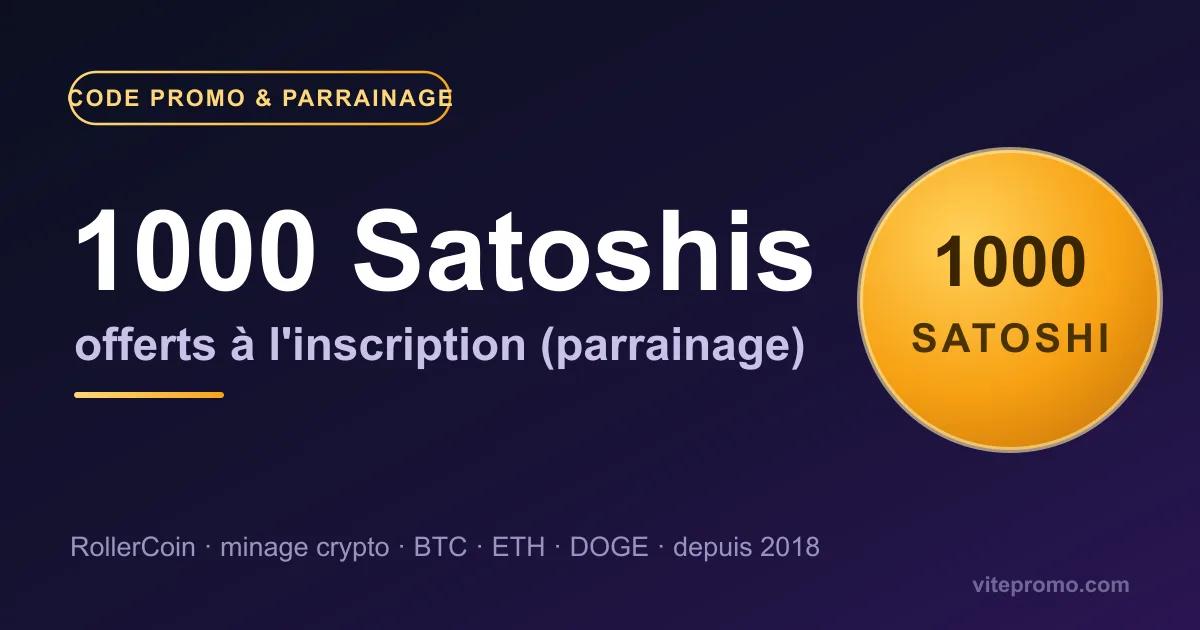 Code promo RollerCoin : 1000 Satoshis offerts à l'inscription via le lien de parrainage, jeu de simulation de minage crypto (Bitcoin, Ethereum, Dogecoin) qui verse de vraies cryptos depuis 2018