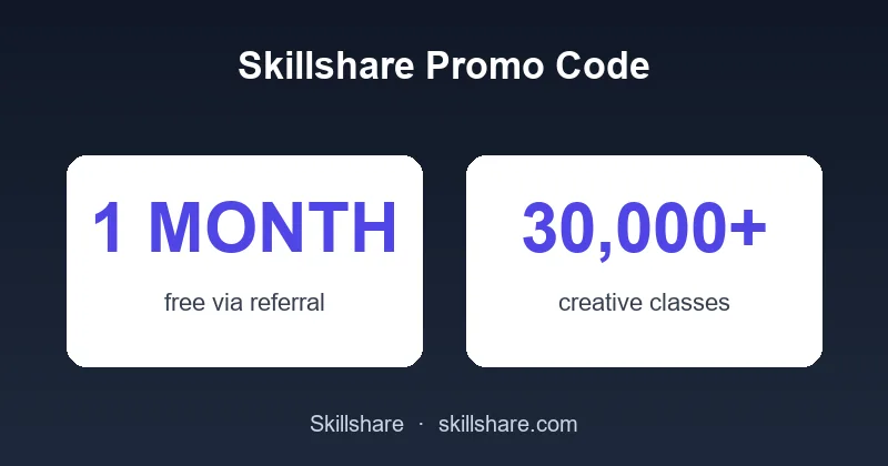 Skillshare promo code: 1 month free via referral, 30,000+ creative classes