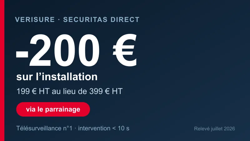 Offre code promo Verisure : installation à 199 € HT au lieu de 399 € (-200 €) via le parrainage