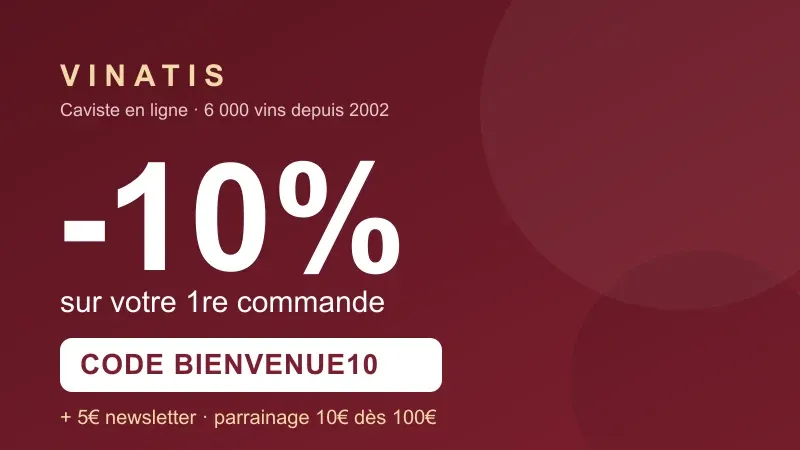Code promo Vinatis BIENVENUE10 : -10% sur la première commande, plus 5€ via la newsletter et parrainage 10€