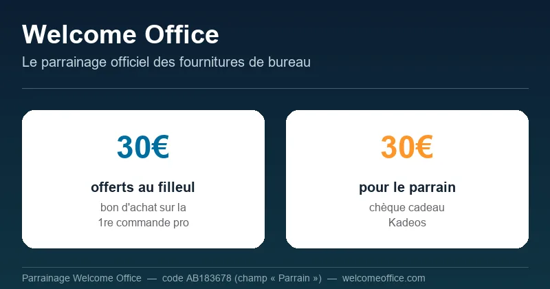 Parrainage Welcome office : 30€ offerts au filleul et 30€ au parrain