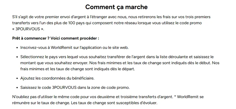Code promo WorldRemit 3POURVOUS : frais offerts sur les 3 premiers transferts