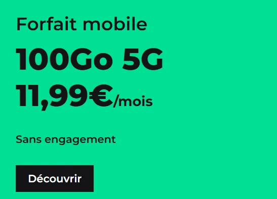 Forfait mobile RED by SFR 100Go 5G 11,99 euros sans engagement