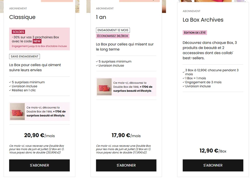 Formules My Little Box avec code promo NEW -30% sur 3 box : Classique 20,90€/mois, 1 an 17,90€/mois, Box Archives 12,90€