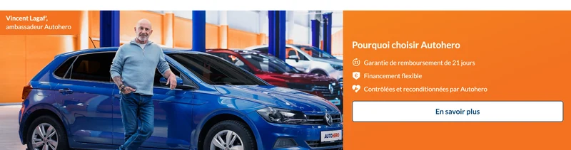 Garantie de remboursement de 21 jours Autohero affichée sur le site officiel