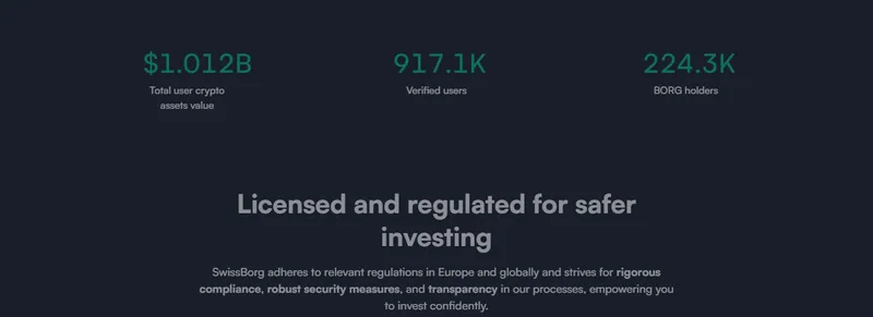 SwissBorg licensed and regulated: 917.1K verified users and 224.3K BORG holders