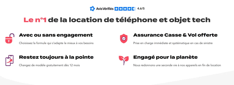 Next Mobiles, n°1 de la location de téléphone : assurance casse et vol offerte, changement de modèle dès 12 mois, avec ou sans engagement