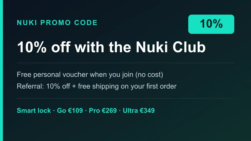 Nuki promo code: 10% off with the Nuki Club and referral on a smart lock