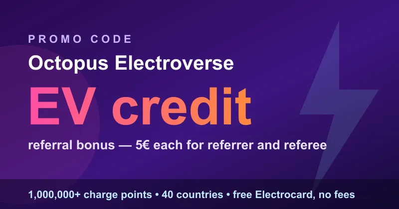 Octopus Electroverse promo code: 5€ EV charging credit each via the referral programme