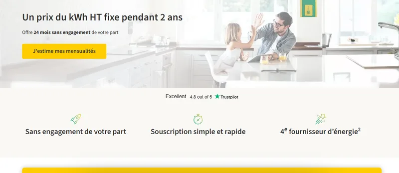 Offre gaz Plenifix 2 ans d'Eni Plenitude : un prix du kWh HT fixe pendant 2 ans, 24 mois sans engagement