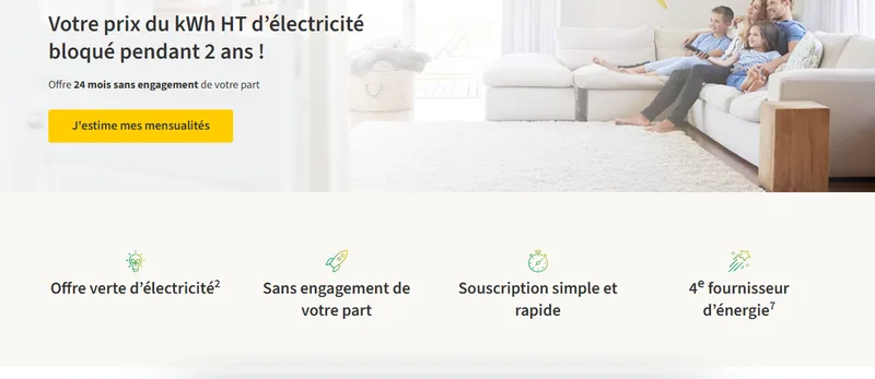 Offre Plenifix 2 ans sur eniplenitude.fr : prix du kWh HT d'électricité bloqué pendant 2 ans, 24 mois sans engagement