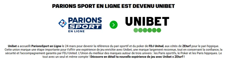 Parions Sport en Ligne est devenu Unibet le 24 mars 2026 : annonce officielle de la fusion au sein de FDJ United