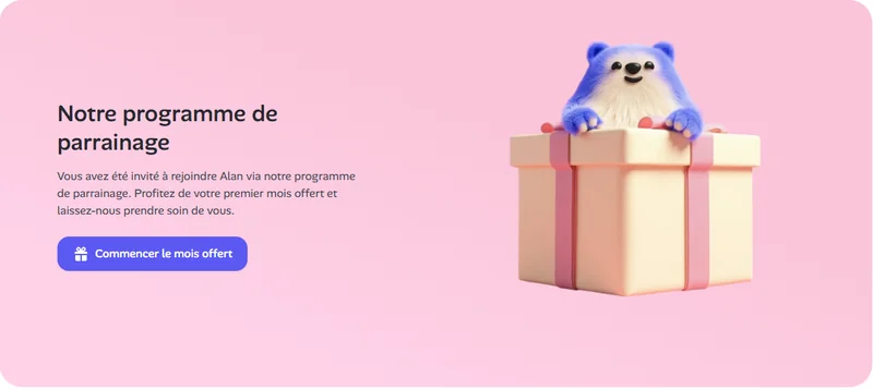 Programme de parrainage Alan : premier mois d'assurance santé offert au filleul invité via le lien de parrainage