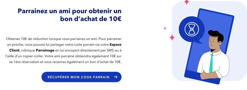 Parrainage Blue Valet : 10€ offerts pour vous et 10€ pour votre marraine sur la première réservation de voiturier