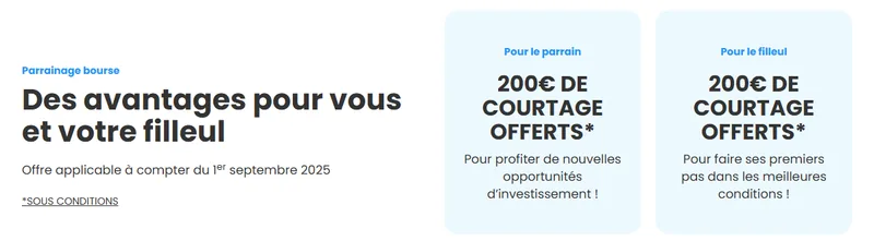 Parrainage Bourse Direct : 200 euros de courtage offerts pour le parrain et 200 euros pour le filleul