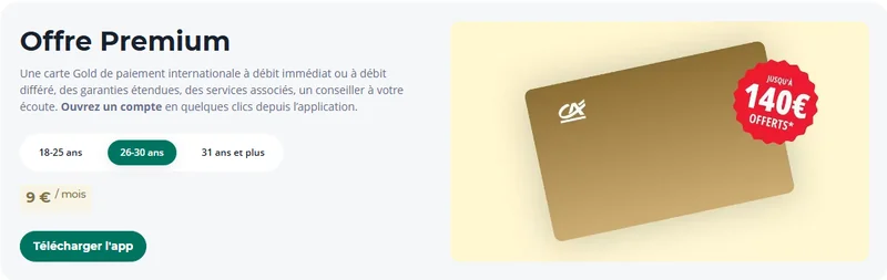 Offre Premium Crédit Agricole jusqu'à 140 euros offerts ouverture de compte