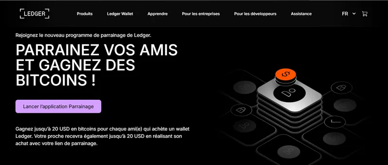 Programme de parrainage Ledger : jusqu'à 20 USD en bitcoins pour le parrain et autant pour le filleul qui achète un wallet