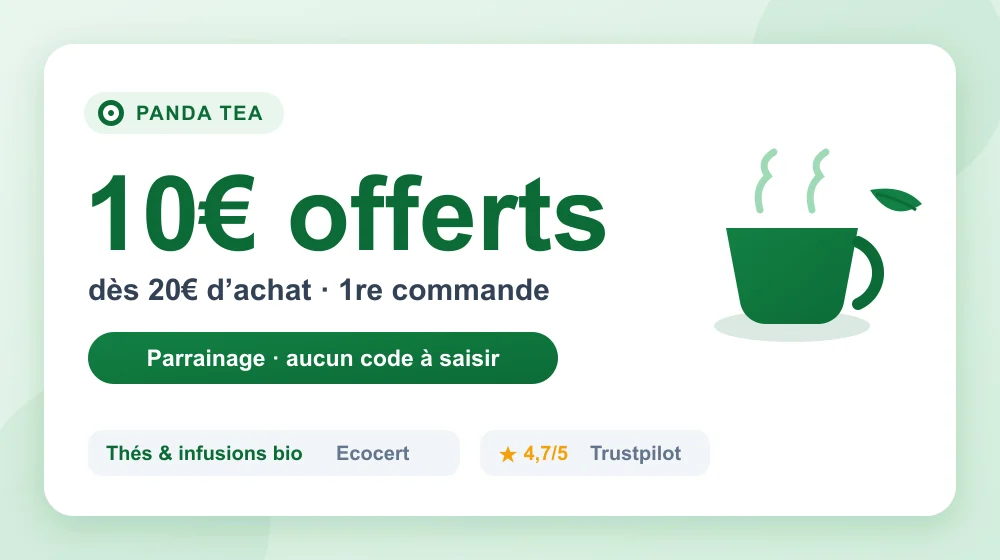 Parrainage Panda Tea : 10€ offerts dès 20€ d'achat sur les thés et infusions bio