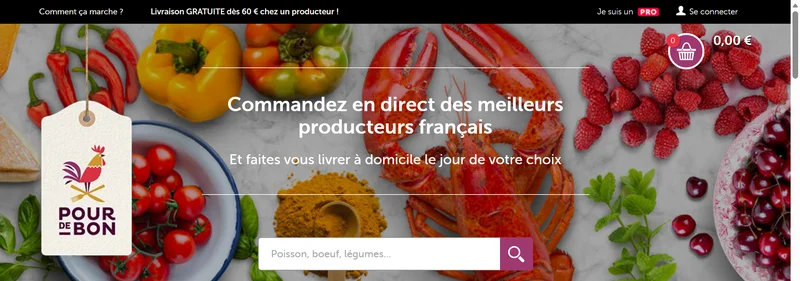 Boutique en ligne Pourdebon : commande en direct des producteurs français, livraison gratuite dès 60€ chez un producteur