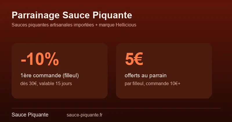 Parrainage Sauce Piquante : -10% pour le filleul dès 30€, 5€ pour le parrain