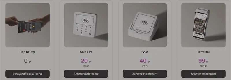 Parrainage SumUp : Tap to Pay 0€, Solo Lite 20€ au lieu de 34€, Solo 40€ au lieu de 79€, Terminal 99€ au lieu de 169€