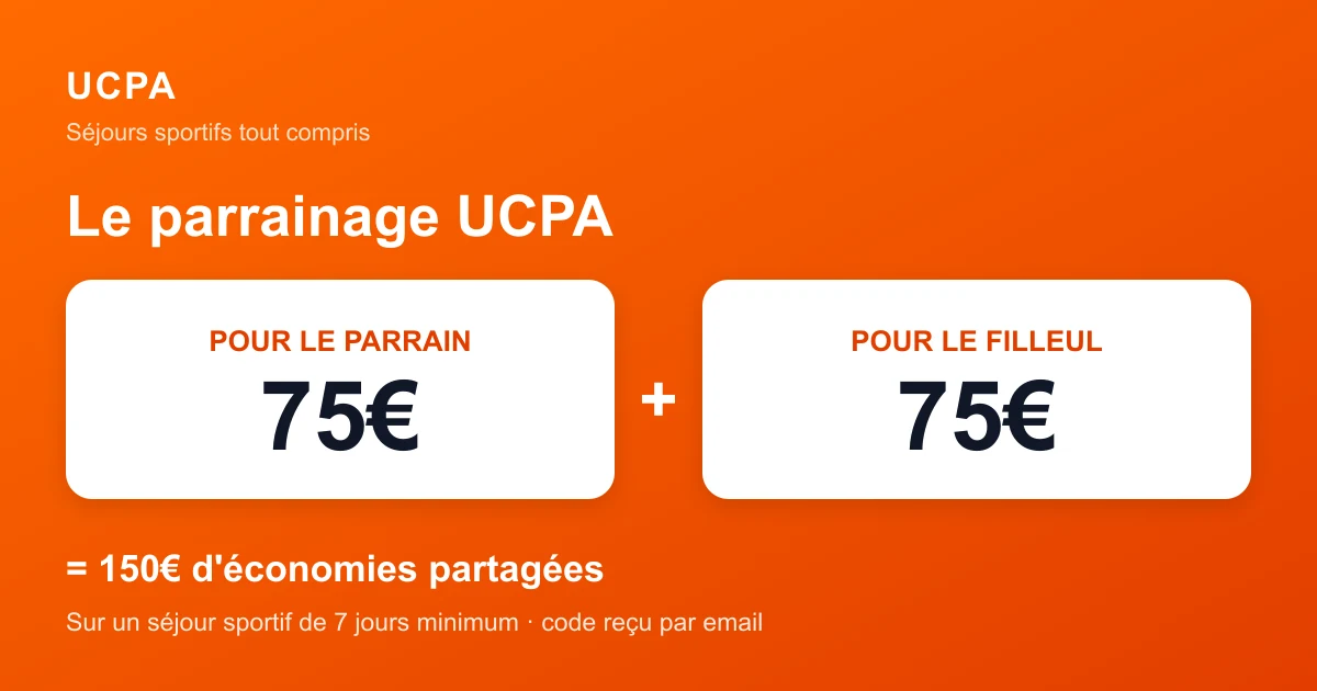Parrainage UCPA : 75€ de réduction pour le parrain et 75€ pour le filleul sur un séjour sportif tout compris