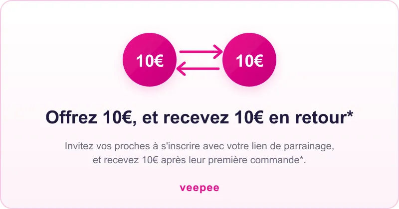 Parrainage Veepee : offrez 10€ à votre filleul et recevez 10€ après sa première commande