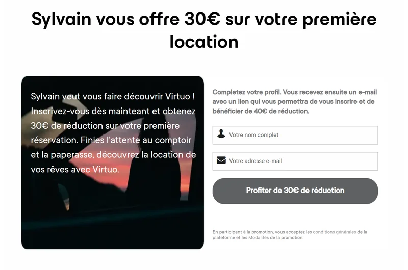 Parrainage Virtuo : 30€ de reduction pour le filleul sur sa premiere location et 30€ pour le parrain