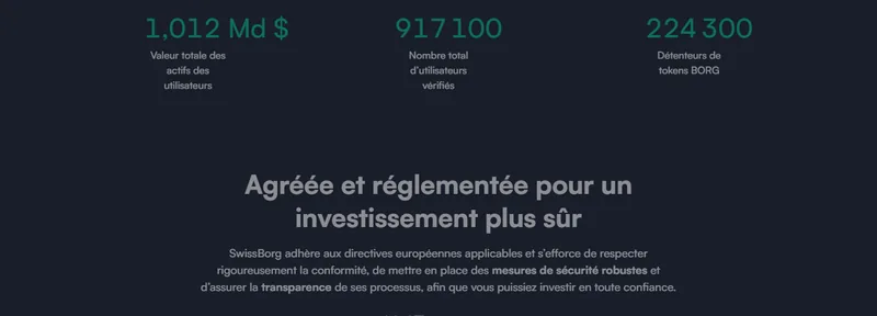 SwissBorg agréée et réglementée : 917 100 utilisateurs vérifiés et 224 300 détenteurs de tokens BORG