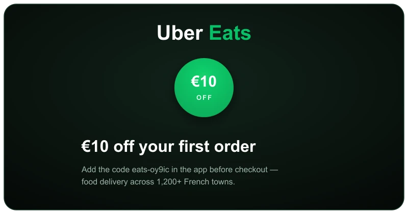 Uber Eats promo code eats-oy9ic: €10 off your first food delivery order