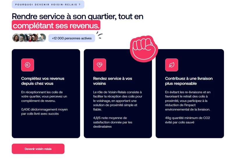 Rémunération Voisin-Relais Pickme : 0,40€ de dédommagement moyen par colis livré avec succès