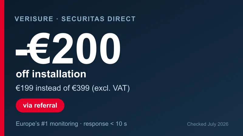 Verisure promo offer: installation at €199 instead of €399 (-€200) via referral