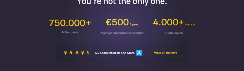 Woolsocks: 750,000+ active users, €500 average cashback per year, 4,000+ brands