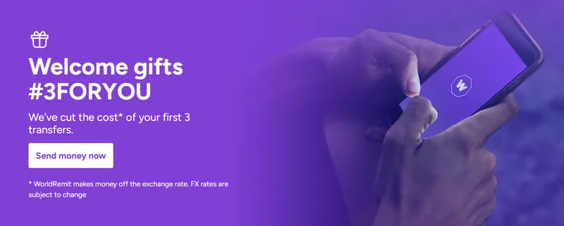 WorldRemit promo code 3FORYOU: cost cut on your first 3 transfers